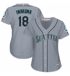 Womens Majestic Seattle Mariners 18 Hisashi Iwakuma Replica Grey Road Cool Base MLB Jersey