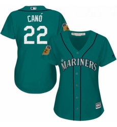 Womens Majestic Seattle Mariners 22 Robinson Cano Authentic Aqua 2017 Spring Training Cool Base MLB Jersey