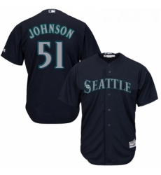 Youth Majestic Seattle Mariners 51 Randy Johnson Authentic Navy Blue Alternate 2 Cool Base MLB Jersey