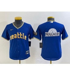 Youth Seattle Mariners Royal 2023 City Connect Team Big Logo Stitched Baseball Jersey