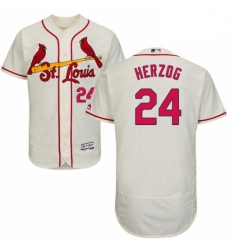 Mens Majestic St Louis Cardinals 24 Whitey Herzog Cream Alternate Flex Base Authentic Collection MLB Jersey