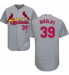 Mens Majestic St Louis Cardinals 39 Miles Mikolas Grey Road Flex Base Authentic Collection MLB Jersey