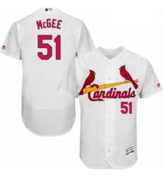 Mens Majestic St Louis Cardinals 51 Willie McGee White Home Flex Base Authentic Collection MLB Jersey