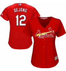 Womens Majestic St Louis Cardinals 12 Paul DeJong Authentic Red Alternate Cool Base MLB Jersey 