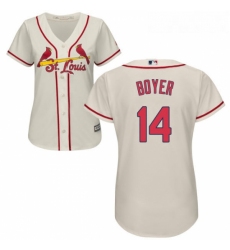 Womens Majestic St Louis Cardinals 14 Ken Boyer Replica Cream Alternate Cool Base MLB Jersey