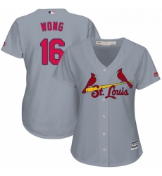 Womens Majestic St Louis Cardinals 16 Kolten Wong Replica Grey Road Cool Base MLB Jersey