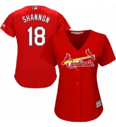 Womens Majestic St Louis Cardinals 18 Mike Shannon Replica Red Alternate Cool Base MLB Jersey