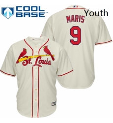 Youth Majestic St Louis Cardinals 9 Roger Maris Replica Cream Alternate Cool Base MLB Jersey