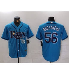 Men Tampa Bay Rays 56 Randy Arozarena Blue Cool Base Stitched Baseball Jersey 1