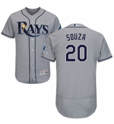 Mens Majestic Tampa Bay Rays 20 Steven Souza Grey Road Flex Base Authentic Collection MLB Jersey