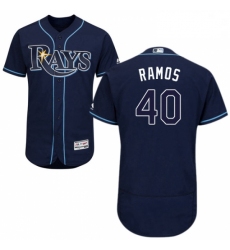 Mens Majestic Tampa Bay Rays 40 Wilson Ramos Navy Blue Flexbase Authentic Collection MLB Jersey