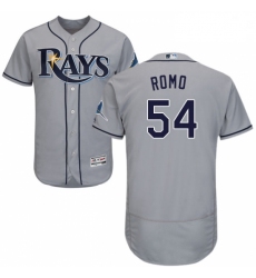 Mens Majestic Tampa Bay Rays 54 Sergio Romo Grey Flexbase Authentic Collection MLB Jersey