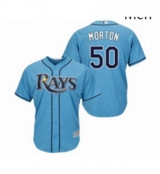 Mens Tampa Bay Rays 50 Charlie Morton Replica Light Blue Alternate 2 Cool Base Baseball Jersey 