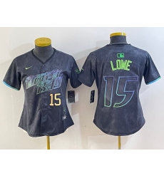 Women Tampa Bay Rays 15 Josh Lowe Charcoal 2024 City Connect Limited Stitched Baseball Jersey 1