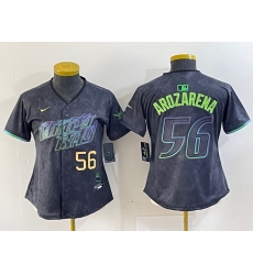 Women Tampa Bay Rays 56 Randy Arozarena Charcoal 2024 City Connect Limited Stitched Baseball Jersey