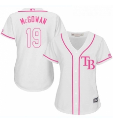 Womens Majestic Tampa Bay Rays 19 Dustin McGowan Replica White Fashion Cool Base MLB Jersey 