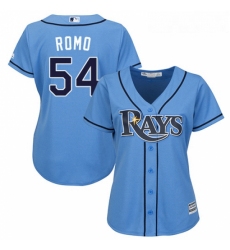 Womens Majestic Tampa Bay Rays 54 Sergio Romo Replica Light Blue Alternate 2 Cool Base MLB Jersey 