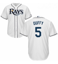 Youth Majestic Tampa Bay Rays 5 Matt Duffy Authentic White Home Cool Base MLB Jersey