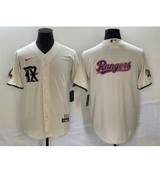 Men Texas Rangers Cream Team Big Logo 2023 City Connect Cool Base Stitched Baseball Jersey