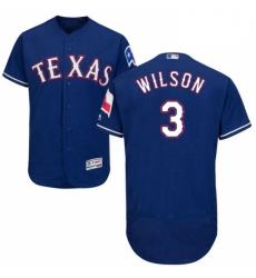 Mens Majestic Texas Rangers 3 Russell Wilson Royal Blue Alternate Flex Base Authentic Collection MLB Jersey