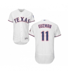 Mens Texas Rangers 11 Ronald Guzman White Home Flex Base Authentic Collection Baseball Jersey