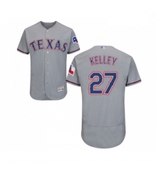 Mens Texas Rangers 27 Shawn Kelley Grey Road Flex Base Authentic Collection Baseball Jersey