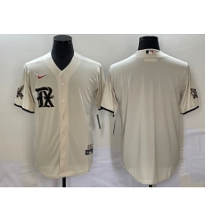 Men's Texas Rangers Blank Cream 2023 City Connect Cool Base Stitched Baseball Jersey