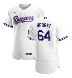 Texas Rangers 64 Jimmy Herget Men Nike White Home 2020 Authentic Player MLB Jersey