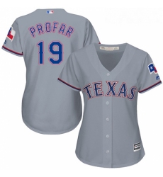 Womens Majestic Texas Rangers 19 Jurickson Profar Replica Grey Road Cool Base MLB Jersey