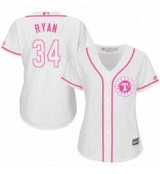 Womens Majestic Texas Rangers 34 Nolan Ryan Replica White Fashion Cool Base MLB Jersey