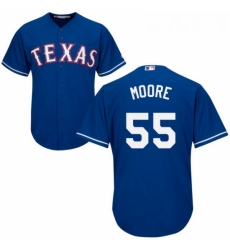 Youth Majestic Texas Rangers 55 Matt Moore Authentic Royal Blue Alternate 2 Cool Base MLB Jersey 