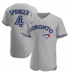 Men Toronto Blue Jays 4 George Springer Grey Flex Base Stitched Jerse