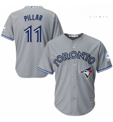 Mens Majestic Toronto Blue Jays 11 Kevin Pillar Replica Grey Road 40th Anniversary Patch MLB Jersey