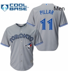 Mens Majestic Toronto Blue Jays 11 Kevin Pillar Replica Grey Road MLB Jersey