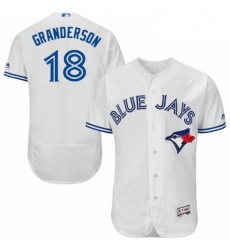 Mens Majestic Toronto Blue Jays 18 Curtis Granderson White Home Flex Base Authentic Collection MLB Jersey