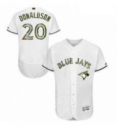 Mens Majestic Toronto Blue Jays 20 Josh Donaldson Authentic White 2016 Memorial Day Fashion Flex Base Jerseys