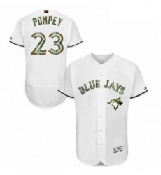 Mens Majestic Toronto Blue Jays 23 Dalton Pompey Authentic White 2016 Memorial Day Fashion Flex Base Jersey