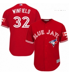 Mens Majestic Toronto Blue Jays 32 Dave Winfield Replica Scarlet Alternate Cool Base MLB Jersey 