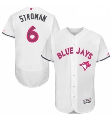 Mens Majestic Toronto Blue Jays 6 Marcus Stroman Authentic White 2016 Mothers Day Fashion Flex Base Jersey 