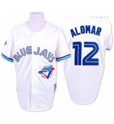 Mens Mitchell and Ness Toronto Blue Jays 12 Roberto Alomar Replica White 1993 Throwback MLB Jersey