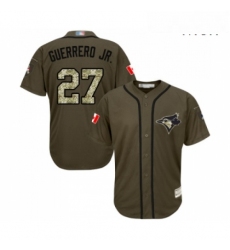 Mens Toronto Blue Jays 27 Vladimir Guerrero Jr Authentic Green Salute to Service Baseball Jersey 