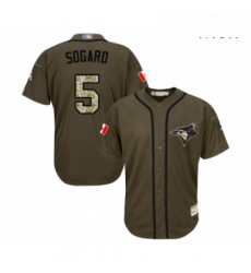 Mens Toronto Blue Jays 5 Eric Sogard Authentic Green Salute to Service Baseball Jersey 