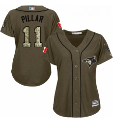 Womens Majestic Toronto Blue Jays 11 Kevin Pillar Authentic Green Salute to Service MLB Jersey