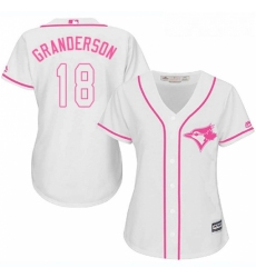 Womens Majestic Toronto Blue Jays 18 Curtis Granderson Authentic White Fashion Cool Base MLB Jersey 