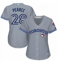 Womens Majestic Toronto Blue Jays 28 Steve Pearce Replica Grey Road MLB Jersey 