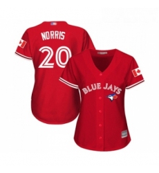 Womens Toronto Blue Jays 20 Bud Norris Replica Scarlet Alternate Baseball Jersey 