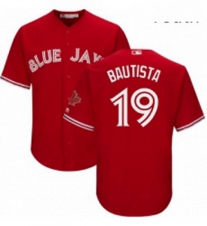 Youth Majestic Toronto Blue Jays 19 Jose Bautista Authentic Scarlet Alternate MLB Jersey