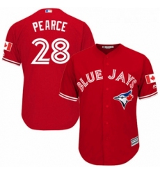 Youth Majestic Toronto Blue Jays 28 Steve Pearce Replica Scarlet Alternate MLB Jersey 