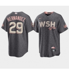 Men Washington Nationals 29 Yadiel Hernandez 2022 Grey City Connect Cherry Blossom Flex Base Stitched MLB jersey