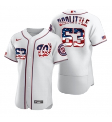 Men Washington Nationals 63 Sean Doolittle Men Nike White Fluttering USA Flag Limited Edition Flex Base MLB Jersey